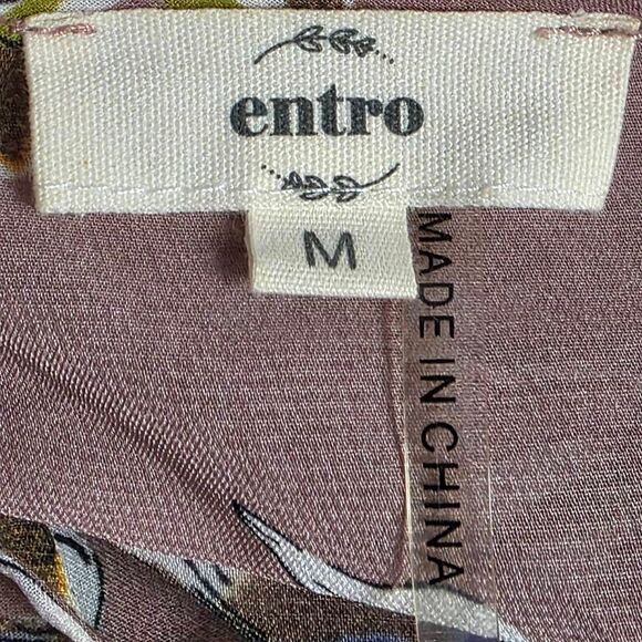 Entro M Mauve Floral Bell Sleeve Open Kimono - Picture 6 of 8